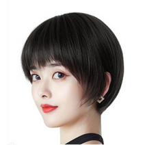 여성 가발 숏컷 통가발 여자, 블랙