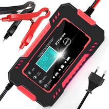 배터리재생기 6A 12v 자동차 배터리 충전기 AGM 젤 납산 펄스 수리 자동 바이크 오토바이 LCD 디스플레이 드롭 선박, [02] EU Red, 02 EU Red