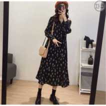 차쿠 여자 여성 봄 여름 가을 비치 쉬폰 플라워 롱원피스