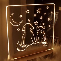 꾸밈데코_LED사인무드등강아지와고양이의우정(pl456)_도어사인벽걸이장식데코소품, 옵션선택:본품