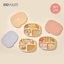 [모윰] 실리콘 초강력 5구 흡착식판+간식접시(뚜껑 겸용) 2종세트 - 컬러선택, 디저트, 2.디저트
