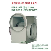 2마력 시로코 송풍기 DSB-F29FS (단상 220V) / DSB-F29FT (3상 220/380V) - 모터 출력 : 1.2KW, 3상 220 380V DSB-F29FT
