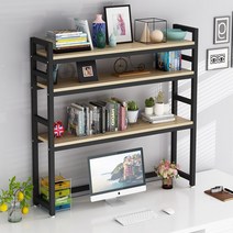 디자인 철제 컴퓨터 선반 책상 진열 수납 책상위 책꽂이 책장 2단 3단, 화이트, 블랙