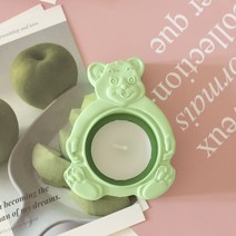 빈티지 곰돌이 캔들받침 트레이 티라이트홀더 5colors, 캔들그린