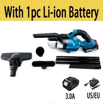 벽 휴대용 진공 청소기 건식 습식 손 1000 PA 흡입 MAKITA용 미니 자동차 Va, 3.EU - With 1 battery