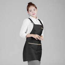 오투라이프에이프런 베이직 한줄 배색 앞치마, 블랙, 1개