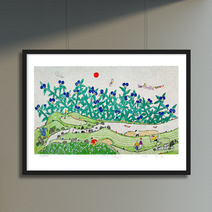 [그림닷컴] 제주생활의 중도 (150 Editions) Blue Flower 이왈종 판화, 그림만주문(액자X)
