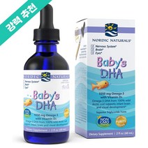 노르딕 내추럴스 베이비 DHA 영 유아 오메가3 TG + 비타민 D3 1050mg 액상 2온즈 (60 ml) NonGMO 북극 대구 간유 d알파토코페롤 콜레칼시페롤