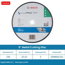그라인더날 Bosch 휴대용 앵글 그라인더용 스트레이트 커팅 디스크 금속 휠 230mm, 01 230mm