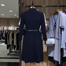 미디 배색 우아한 중년 이쁜 슬림핏 중년 정장원피스 클래식 점잖은 미시 분위기있는