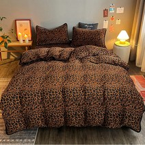 북유럽 레오파드 지브라 호피 겨울 극세사 4종세트 침구 이불 세트
