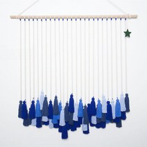 마크라메 태피스트리 월행잉 인테리어 DIY 제작 키트 3컬러, 블루
