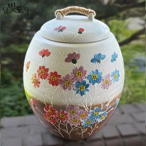 달빚도자 백자 보라나리꽃 10kg 쌀독 쌀항아리+뚜껑포함 (일자형), 보라나리