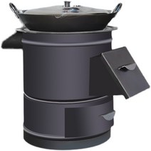 바베큐 드럼통화덕 가마솥 드럼 구덩이 캠핑용 불멍, 클래식구형모델46cm+2m연기파이프