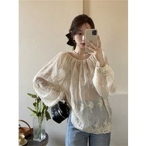 린넨 원피스 가을 롱 면 루즈핏 반팔 니트 외계인 키티 꽃 새로운 자수 블라우스 여성 풀 슬리브 패션 여름 썬 스크린 탑스 세련된 캐주얼 스위트 우아한 작업복