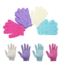 Exfoliating Shower Bath Gloves【4 Pair】Double Side Durable Nylon Gloves Body Scrub Exfoliator Bathing