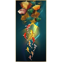 아트미니 보석십자수 황금 금빛 은행잎 승천하는 비단잉어 구어도 비즈십자수, 100x200cm