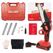 켈슨 고출력 무선 전기톱 6인치 충전식 체인톱 21볼트, 1세트