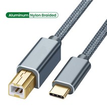 USB C-USB B 2.0 프린터 케이블 편조 스캐너 엡손 HP 캐논 브라더 맥북 프로 삼성 호환 MIDI 제어, [01] Grey, [01] 0.5m