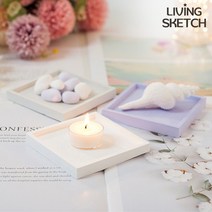 [리빙스케치]사각 석고 캔들 디퓨저 방향제 홀더 플레이트 받침대 국내제작, 원형 연베이지