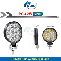 led 작업등 안개등 42W 48W 작업 조명 12V 자동차 LED 스포트라이트 스퀘어 라운드 자동 4x4 트럭 Atv 오프로드 미니 Ledbar 오프로드 액세서리 LED 조명, [02] 1PC 42W