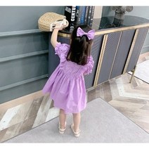 쁘띠람 여아 원피스 유아 아동 여름원피스 프릴 연보라 자매 유치원 등원