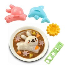 다이소무스비틀 주먹밥만들기 스시 메이커 세트 오니 기리 쌀 모양 금형 DIY 귀여운 음식 가제 만들기 도구 벤토 장식 액세서리, 01 4pcs