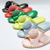 인터리더 가죽 국화 슬리퍼 예쁜 여성 실내용 홈 집 룸슈즈 실내 거실 고급 거실화 실내화, 레드, 1개