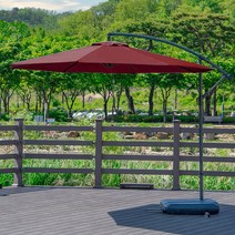 캠인노크 당일발송 대형 그늘막 폴딩 파라솔 감성카페 비치 테라스 정원 파라솔세트, 원형파라솔+물통받침대세트, 와인