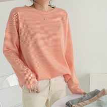[드레스날다] 베이직한 루즈핏 스트라이프 잔단가라 티셔츠(tee876)