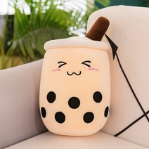 봉제 애착 대형인형 귀여운 과일 음료 플러시 장난감 핑크 딸기 밀크티 보바 티 컵 인형 버블 베개 쿠션 25CM, [01] 25cm, [06] 4