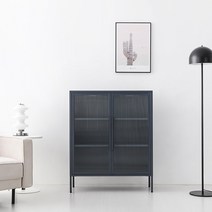 마켓비 OFFICY 투명 유리캐비넷 2문 선반수납장 9001100, 다크그레이 5989.9060