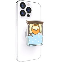 카카오프렌즈 해피투게더 캐릭터 에폭시 톡 그립 홀더 스마트톡 핸드폰 거치대, 침대 라이언