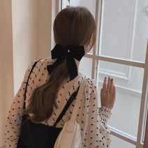 【머리핀】햅번 스타일 우아한 레트로 블랙 벨벳 활 머리핀 프랑스어 클립 봄 클립 일본과 한국 스타일 헤어 액세서리 여성을위한