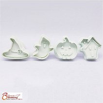 에스아이 플런저 푸쉬 쿠키 커터세트 할로윈 4종, 흰색, 1개