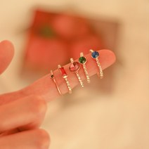 비비드 컬러 큐빅 반지세트 5pcs