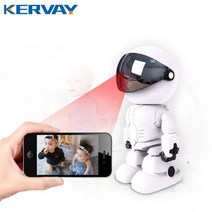 Kervay WiFi 로봇 보안카메라 Full HD 1080P 나이트비전 AP핫스팟 모션감지 홈보안 카메라 실내용, 화이트+64G메모리