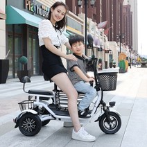 삼륜 전동스쿠터 출퇴근 스쿠터 전동 바이크 3륜 여성 노인 어린이 유아 동승 3인, 01.48V, 리튬 배터리 11A 주행 40km3인승