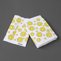 스마일 로고 페이퍼백 90p세트(11x16cm) 스콘 쿠키 답례품 베이킹 포장 종이 봉투, 화이트