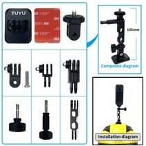 TUYU-Insta360 X3 헬멧 마운트 Insta 360 ONE X2 / GO 2 스포츠 카메라 액세서리 GoPro 오토바이 앞 유리, 03 Set 3