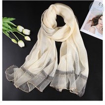 Barnidi 실크 스카프 반짝반짝 실크 울 머플러 얇은 스카프