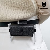 골프 가죽 2구 볼주머니 벨트지급 벨트형 자석잠금 골프공 주머니 사각 파우치 케이스 가방, 던 볼주머니 블랙(여성벨트 증정), 1개
