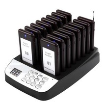 식당 진동벨 무선 호출기 Wirelesslinkx무선 레스토랑 큐 페이징 시스템 커피 카페 디저트 숍 푸드 트럭 코트용, 1 set with 16 pagers+미국