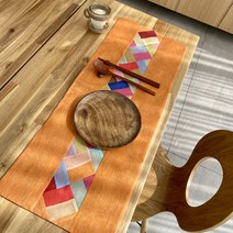 하마공방 색동 모시 전통 조각보 테이블 러너(숏버전), 80cmX30cm, 남색