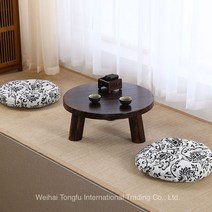 1인 2인 소반 개다리소반 전통찻상 티테이블 손님 다과상 접이식 원목 미니 테이블 창문옆 테이블 좌식 찻상, 라지 원형 테이블(브라운)50*50*21