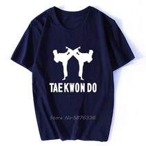 Tae Kwon Do Taekwondo 티셔츠 남자 무술 캐주얼 남성 코튼 오크 넥 반소매 Streetwear