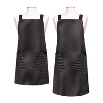로사홈 식당 주방 업소용 서빙 바리스타 카페 스트라이프 엑스자 앞치마 4종, 스트라이프엑스자(단추)앞치마, M