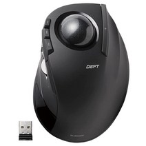 ELECOM DEFT 트랙볼 마우스 2.4GHz 무선 핑거 컨트롤 8버튼 기능 인체 공학적 디자인 광학 게이밍 센서 부드러운 레드 볼 윈도우 11 맥 OS (MDT2, Black / Black ball
