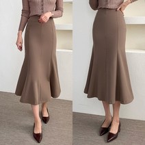 가을 봄 40-50대 미시 커리어우먼 정장 오피스룩 출근룩 머메이드 인어라인 롱 스커트
