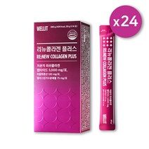 웰릿 리뉴콜라겐 플러스 5000mg 초저분자 피쉬콜라겐 히알루론산 엘라스틴 고함량, 24개, 14포
